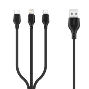 XO kabelis NB103 3in1 USB - Lightning + USB-C + microUSB 1,0 m 2,1A juodas