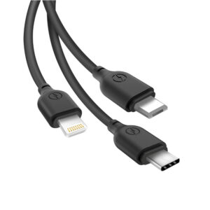 XO kabelis NB103 3in1 USB - Lightning + USB-C + microUSB 1,0 m 2,1A juodas - Image 2