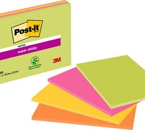 Lapeliai super lipnūs susitikimų užrašams Post-it® 200x149mm 4spalvos x45lapeliai
