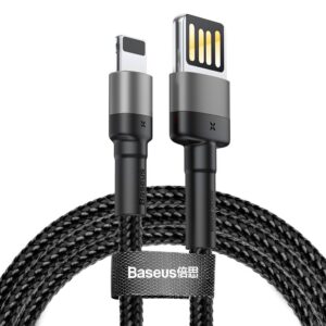 Baseus laidas Cafule USB - Lightning 1,0 m 2,4A pilkai juodas dvipusis USB