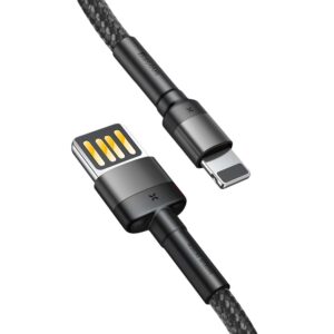 Baseus laidas Cafule USB - Lightning 1,0 m 2,4A pilkai juodas dvipusis USB - Image 2