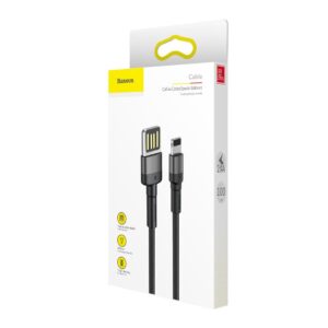 Baseus laidas Cafule USB - Lightning 1,0 m 2,4A pilkai juodas dvipusis USB - Image 6