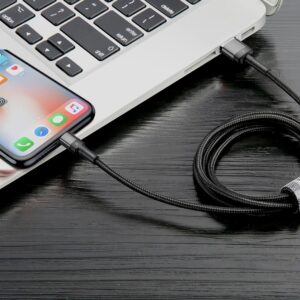 Baseus laidas Cafule USB - Lightning 1,0 m 2,4A pilkai juodas dvipusis USB - Image 5