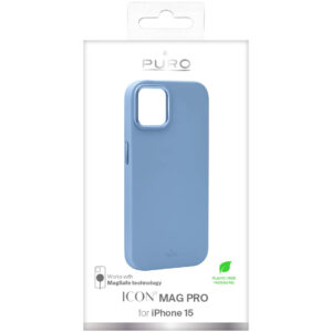 Puro Icon Mag Pro MagSafe Silicone dėklas skirtas Apple iPhone 15 - Light Blue - Image 2