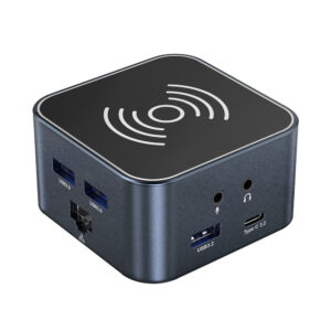 Hub USB-C 12 in 1 Wozinsky WHBC09Y8S multifunctional, with wireless charging function, aluminum, with 15 cm cable - pilkos spalvos - Image 4
