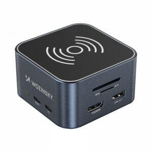 Hub USB-C 12 in 1 Wozinsky WHBC09Y8S multifunctional, with wireless charging function, aluminum, with 15 cm cable - pilkos spalvos - Image 2