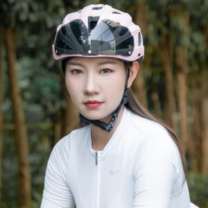 Rockbros Bike Helmet with Visor, Detachable UV Goggles, Detachable Visor, Unisex - Pink - Image 5