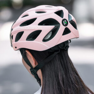 Rockbros Bike Helmet with Visor, Detachable UV Goggles, Detachable Visor, Unisex - Pink - Image 9