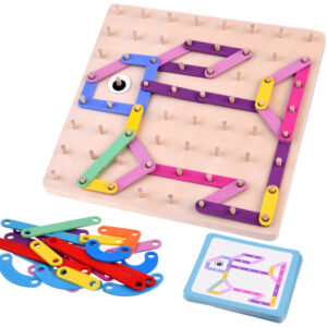 Montessori spalvingų pagaliukų medinė dėlionė ZA4686 - Image 3