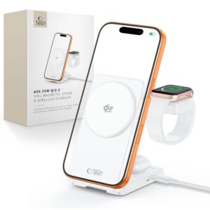Tech-Protect A56 3IN1 MAGNETINIS MagSafe BELAIDIS ĮKROVIKLIS 25W QI2.2 BALTAS