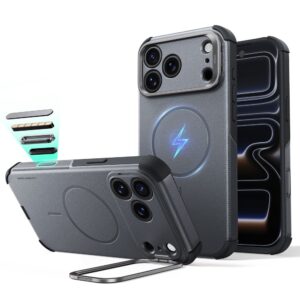 ESR CYBER TOUGH DĖKLAS SU STOVU IR MagSafe Apple iPhone 17 PRO / 18 PRO PILKAS