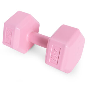 Šešiakampių hantelių rinkinys 2x4 kg, treniruočių svoriai, fitneso svoris, rožinė, ModernHome - Image 2