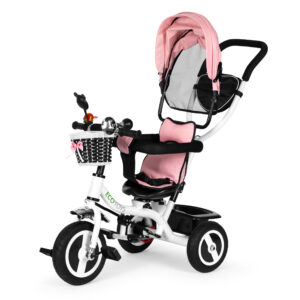 Triratis su besisukančiu stogeliu, patvariais guminiais ratais, rožinis ECOTOYS - Image 2