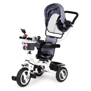Triratis su besisukančiu stogeliu, patvariais guminiais ratais, pilkas ECOTOYS - Image 2