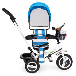 Triratis su besisukančiu stogeliu, patvariais guminiais ratais, mėlynas ECOTOYS - Image 2