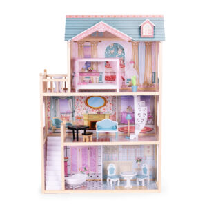 Didelis medinis lėlių namelis, 3 aukštai, 11 baldų, ECOTOYS - Image 2