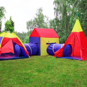 5-in-1 vaikiška žaidimų palapinių sistema – namelis + tuneliai IPLAY - Image 2
