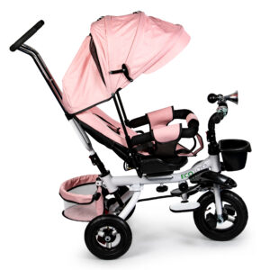 360° besisukantis triratis Deluxe su stogeliu, rožinis ECOTOYS - Image 2