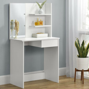 Modernus tualetinis staliukas su dideliu veidrodžiu ir lentynomis ModernHome - Image 2