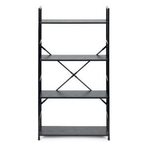 Moderni plati medinė lentyna su 4 lentynomis LOFT juoda ModernHome - Image 2