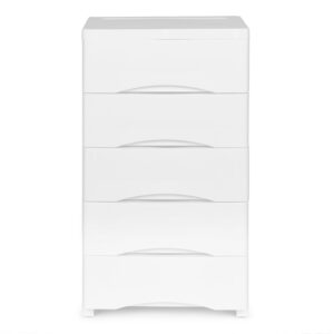 Lentynų blokas su 5 ištraukiamais stalčiais ir ratukais, baltas, ModernHome - Image 2