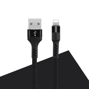 Maxlife MXUC-01 laidas USB - Lightning 1,0 m 2A juodas nailoninis