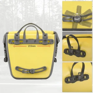 Rockbros AS-003-1Y waterproof bicycle bag with shoulder strap, front/rear mounting, 10-14l - yellow - Image 3