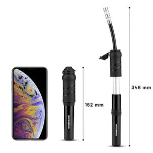 Rockbros 810PCS-HP Mini Hand Bicycle Pump with Presta & Schrader Hose - Black - Image 6