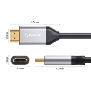 Orico H4Y1 HDMI 2.0 4K 60 Hz HDMI Cable 0.5 m - juodos spalvos - Image 2