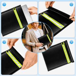 Set of 5 Fireproof RFID Blocking Bags OTN-5R with Handle and Reflector - Black - Image 3