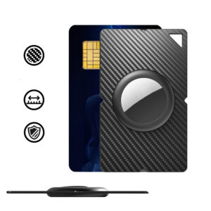Airtag Carbon Fiber Pattern Wallet Card Case - juodos spalvos - Image 4