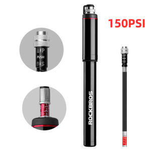 Rockbros SMART-B 150 PSI Mini Bicycle Pump for Presta and Schrader Valves - Black - Image 2