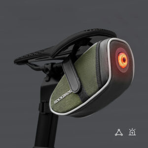 Rockbros C52-2 lightweight saddle bag with 250 mAh lighting - green - Image 6