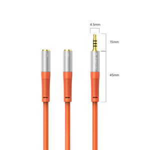 Orico AX2-10 audio cable 3.5mm minijack splitter for headphones and microphone 1m cable - orange - Image 2
