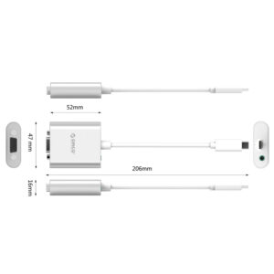 Orico PTAV USB-C - VGA adapter and 3.5 mm Full HD mini jack 0.15 m - silver - Image 4