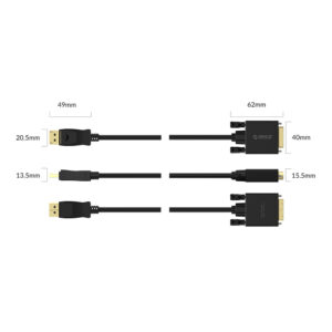 Orico XD-DTD DisplayPort to DVI 4K Cable 3m - juodos spalvos - Image 6
