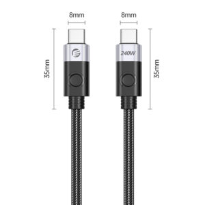 Orico CC240 USB-C to USB-C Cable 240W USB4 40Gb/s 8K 60Hz 1.5m - juodos spalvos - Image 2