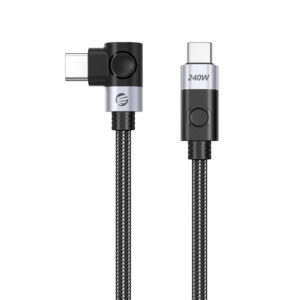 Orico CW240 USB-C to USB-C PD 240W 20Gb/s 0.5m Angled Cable - juodos spalvos