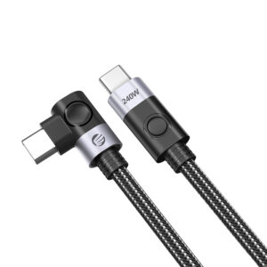 Orico CW240 USB-C to USB-C PD 240W 20Gb/s 0.5m Angled Cable - juodos spalvos - Image 3