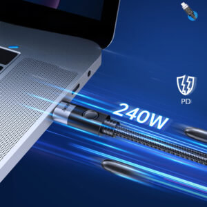 Orico CW240 USB-C to USB-C PD 240W 20Gb/s 0.5m Angled Cable - juodos spalvos - Image 6