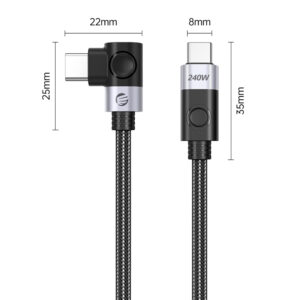 Orico CW240 USB-C to USB-C PD 240W 1.5m Angled Cable - juodos spalvos - Image 2