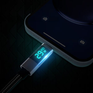 Orico LDC2L USB-C to Lightning PD 29W Cable with LED Display 480Mbps 2m - juodos spalvos - Image 7