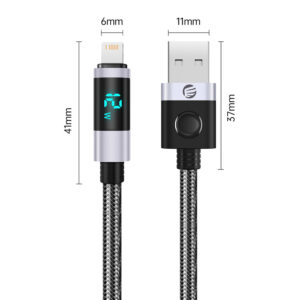Orico LDA2L USB-A to Lightning Cable 12W with LED Display 0.5m - juodos spalvos and Silver - Image 2