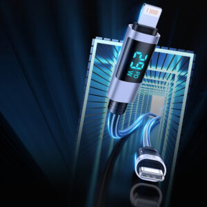 Orico LDA2L USB-A to Lightning Cable 12W with LED Display 0.5m - juodos spalvos and Silver - Image 5