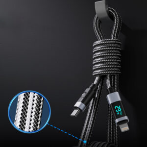 Orico LDA2L USB-A to Lightning Cable 12W with LED Display 0.5m - juodos spalvos and Silver - Image 9