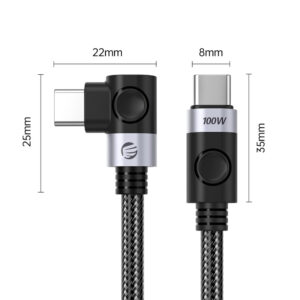 C2C PD100W Laptop Fast Charging Cable (Right Angle) black 1m - Image 3