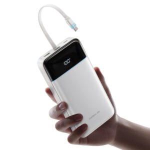 Cuktech LPB252N 120W 25000mAh Powerbank with Built-in USB-C Cable - White - Image 2