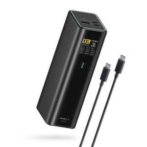 Cuktech PB200U Powerbank 210W 20000mAh 2x USB-C + USB-A with TFT display and 240W USB-C cable - juodos spalvos