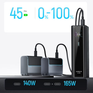 Cuktech PB200U Powerbank 210W 20000mAh 2x USB-C + USB-A with TFT display and 240W USB-C cable - juodos spalvos - Image 8