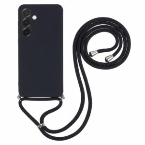 Samsung Galaxy A17 5G / A17 4G Case with Fiber Lining and Crossbody Strap - juodos spalvos